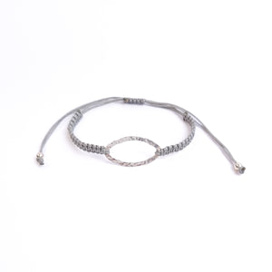 Pulsera ajustable Óvalo - Cordón gris plata